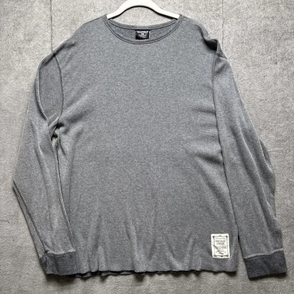 Polo Jeans Co Waffle‎ Thermal Shirt Mens XXL Gray  Pullover Ralph Lauren Layer